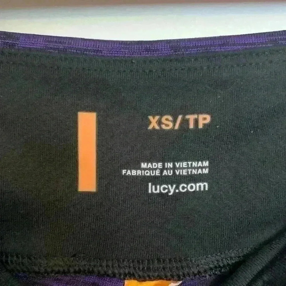 Lucy womens Capri leggings purple and black striped, size XS - Picture 5 of 6